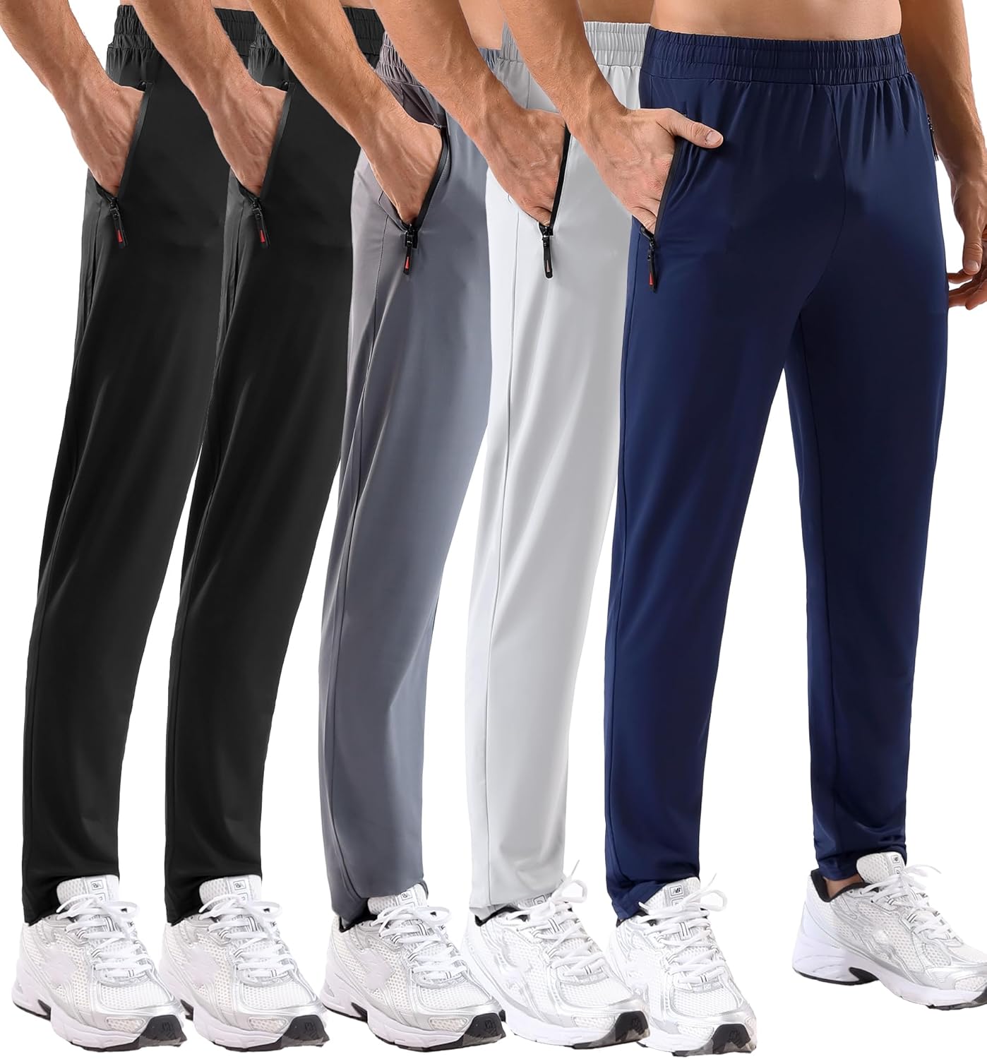 MSGD 5 Pack Men's Sweatpants with Zipper Pockets Stretch Lightweight Athletic Track Activewear Pants for Men Joggers