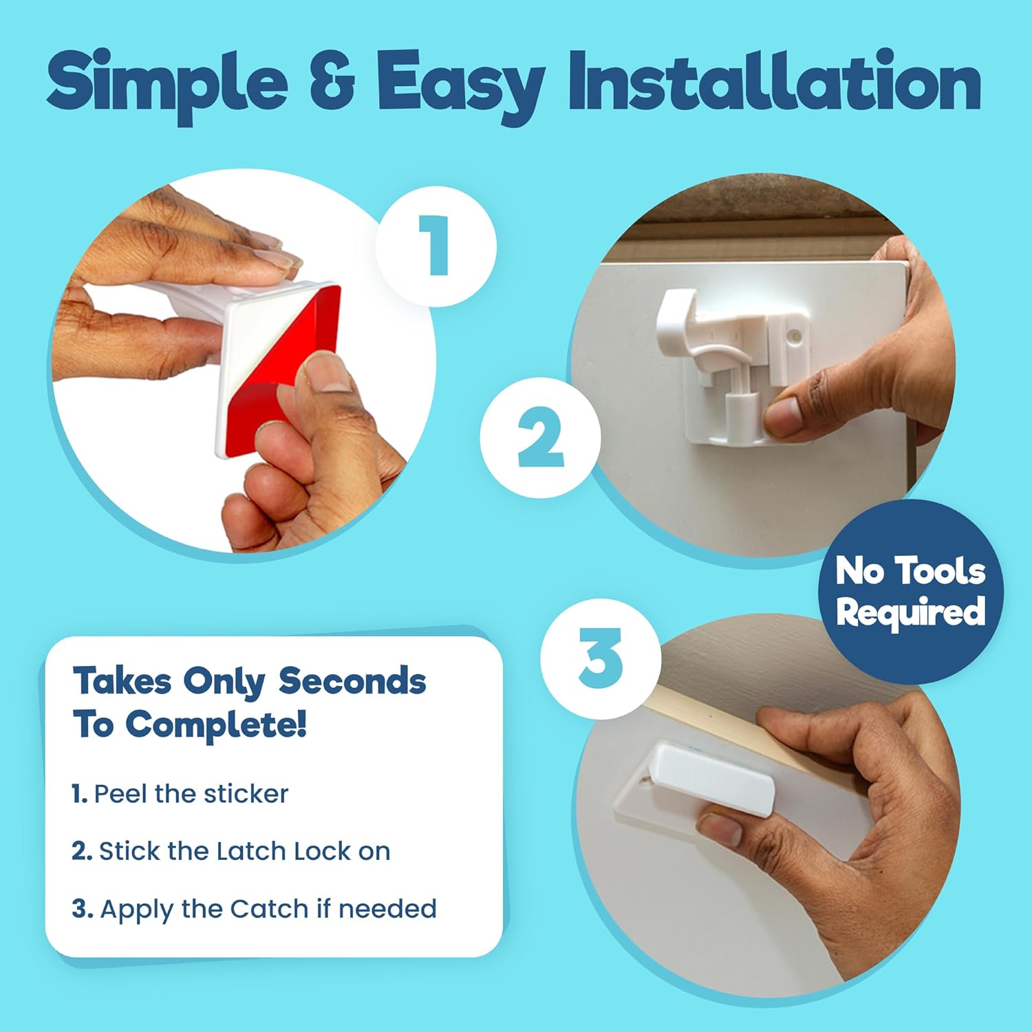 Upgraded Invisible Baby Proofing Cabinet Latch Locks (10 Pack) - No Drilling or Tools Required for Installation, Works with Most Cabinets and Drawers, Works with Countertop Overhangs, Highly Secure - Image 6