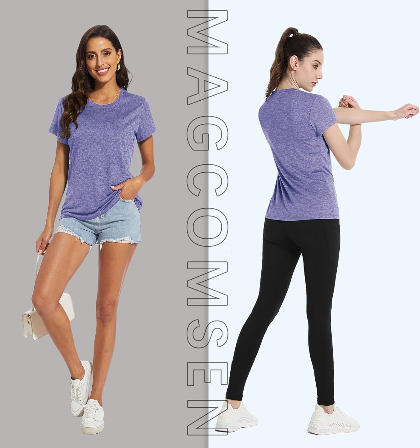 MAGCOMSEN Women's Short Sleeve Quick Dry T-Shirts Wicking Moisture Workout Athletic Running Shirts - Image 5