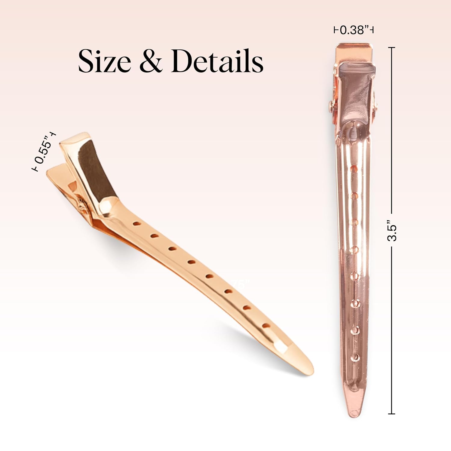 Kitsch Professional Alligator Clips for Hair Styling – 3.5" Aluminum Hair Sectioning Clips for Salon & Makeup Application | Ideal Gifts for Women – Rose Gold, 6 Pcs - Image 5