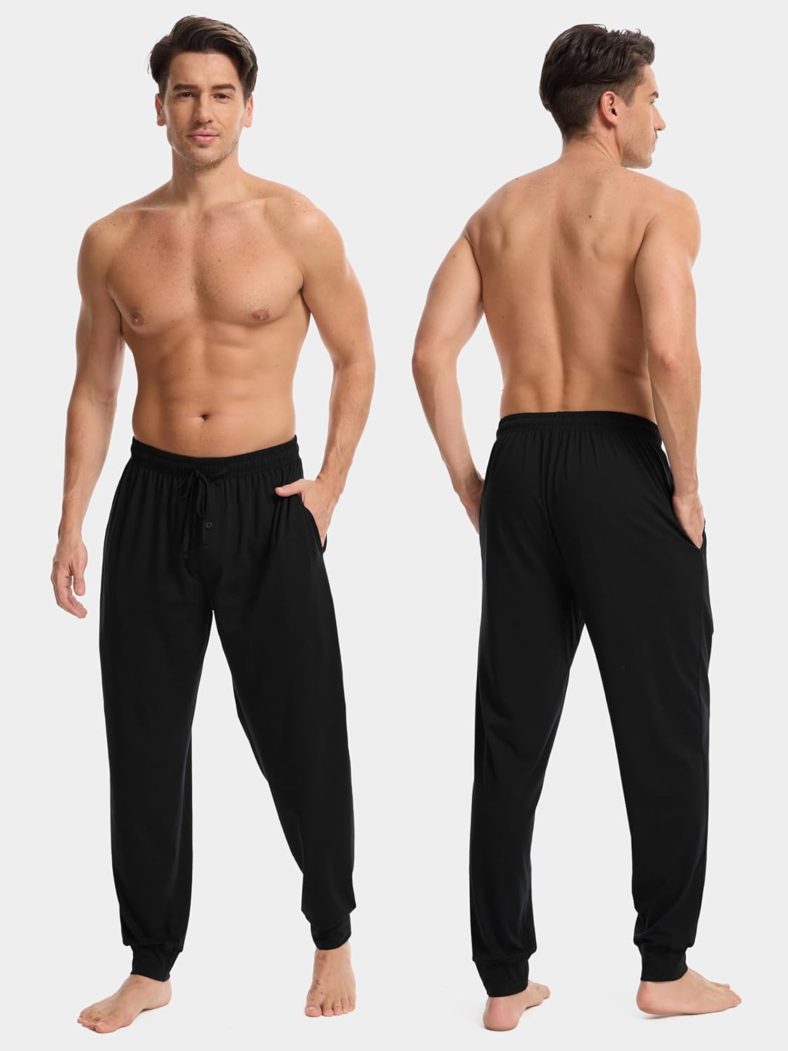 3 Pack Mens Pajama Pants Cotton Jogger Pjs Comfy Lightweight Lounge Sleep Pants for Men with Pockets & Drawstring - Image 4