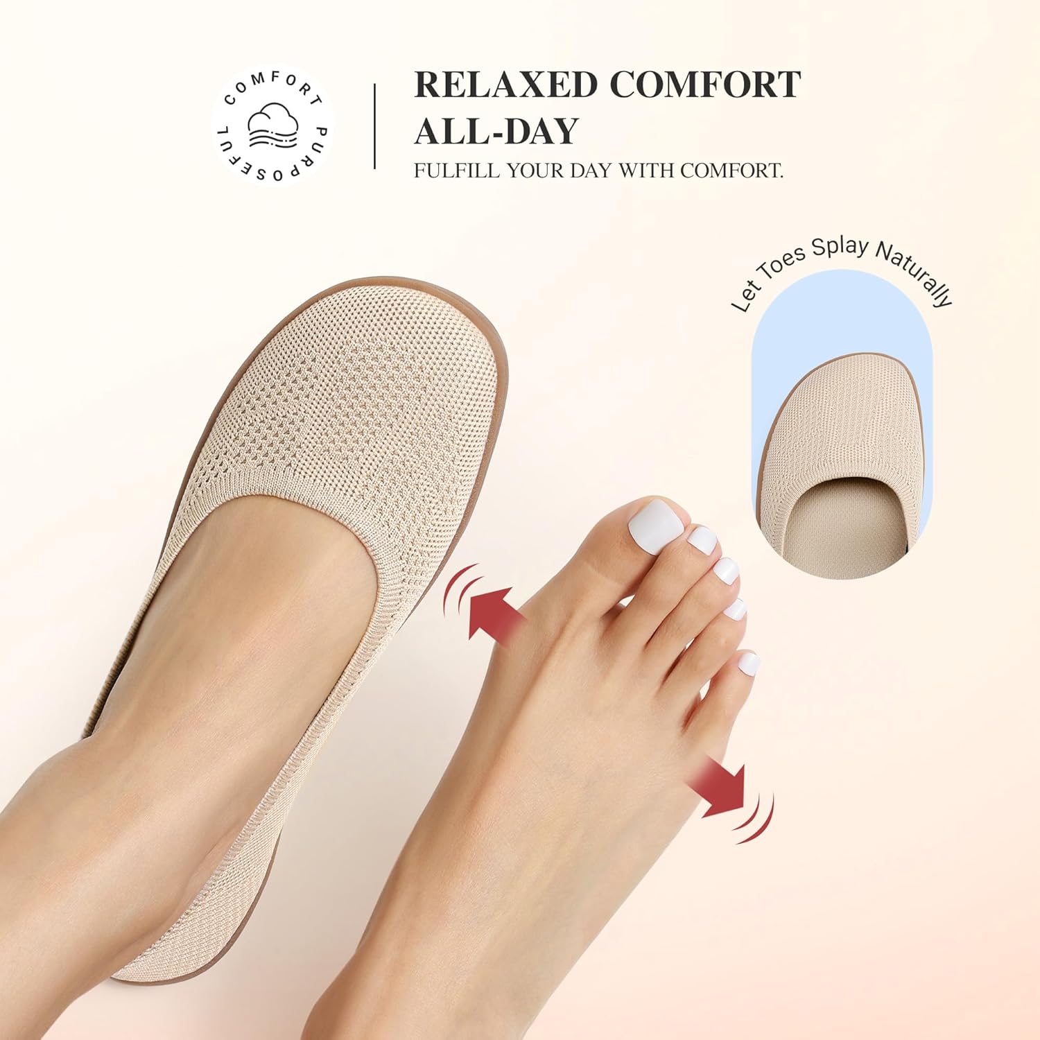 DREAM PAIRS Women's Ballet Flats Dressy Arch Support Wide Toe Box Knit Flats Comfortable Round Toe Slip On Travel Work Business Office Barefoot Shoes - Image 6