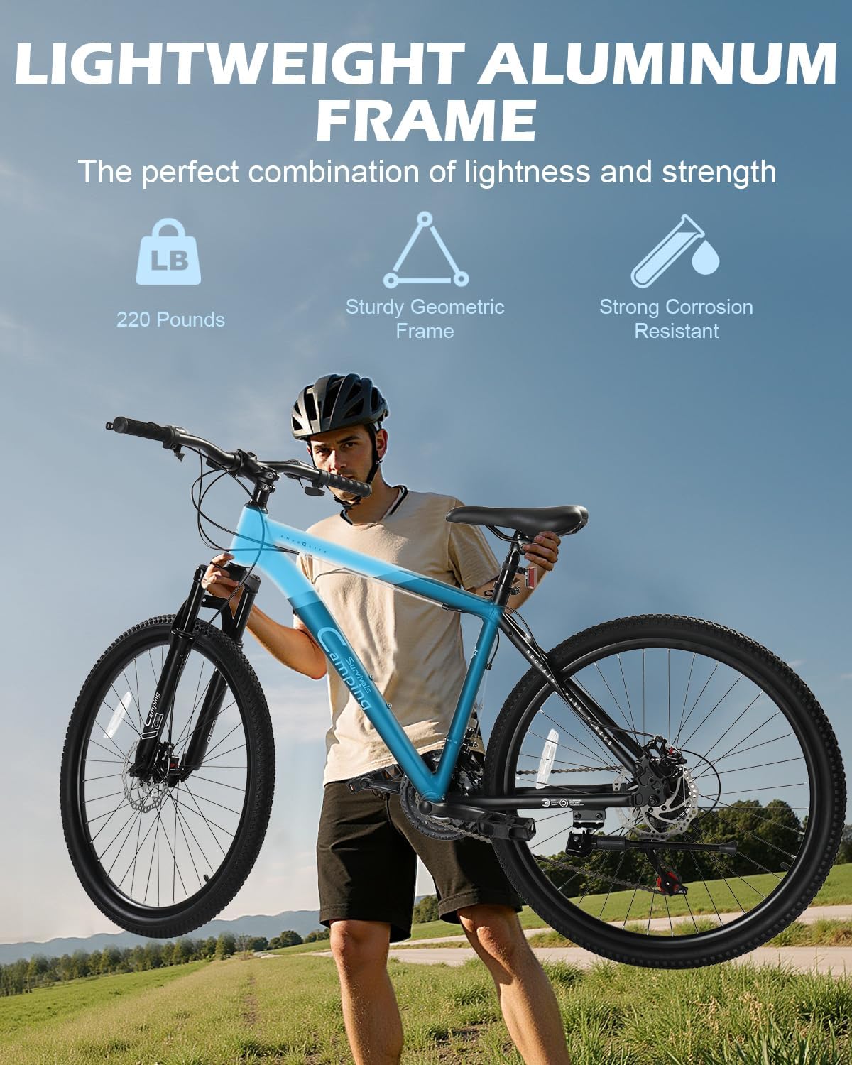 CamPingSurvivals 26/27.5" Mountain Bike 21 Speed Men's Mountain Bike with Lightweight Aluminum Frame, Powerful Dual Disc Brake, Precision 21 Speed Shifting, Men's Bicycle for Commuter & Travel - Image 2