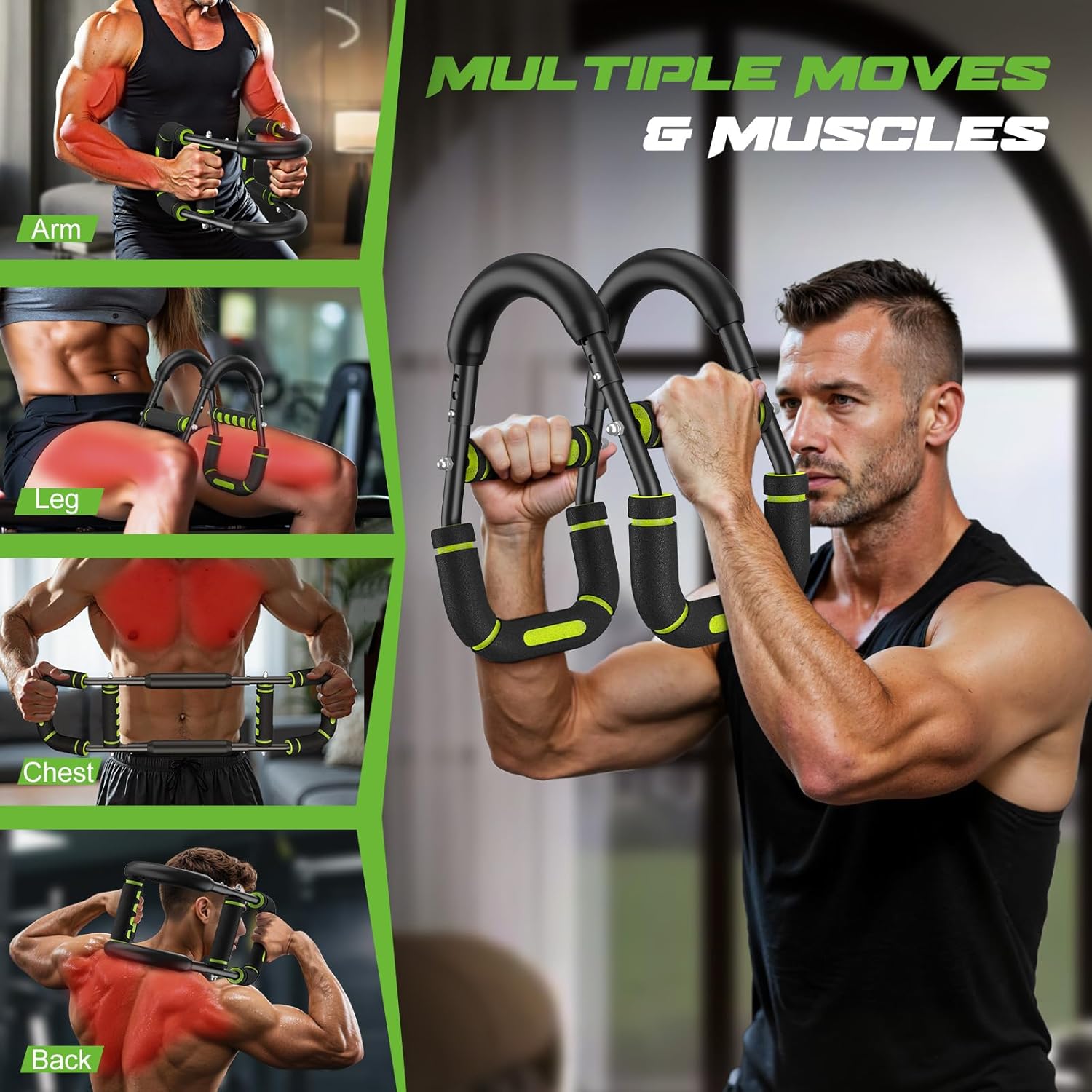 Twister Arm Trainer for Men, Chest Workout Equipment 5-Level Adjustable (40-130lb) with Ergonomic 27° Targets Biceps/Clip/Thigh, Portable Exerciser for Home Gym Travel Fitness - Image 2