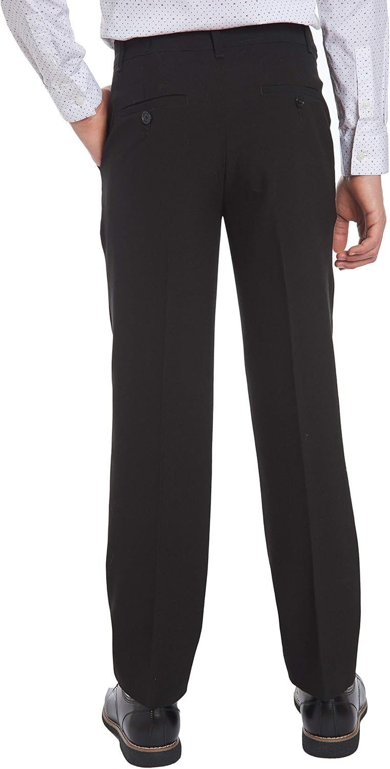 Calvin Klein Boys Flat-Front Bi-Stretch Dress Pant, Straight Leg Fit, Belt Loops & Front Pockets - Image 2