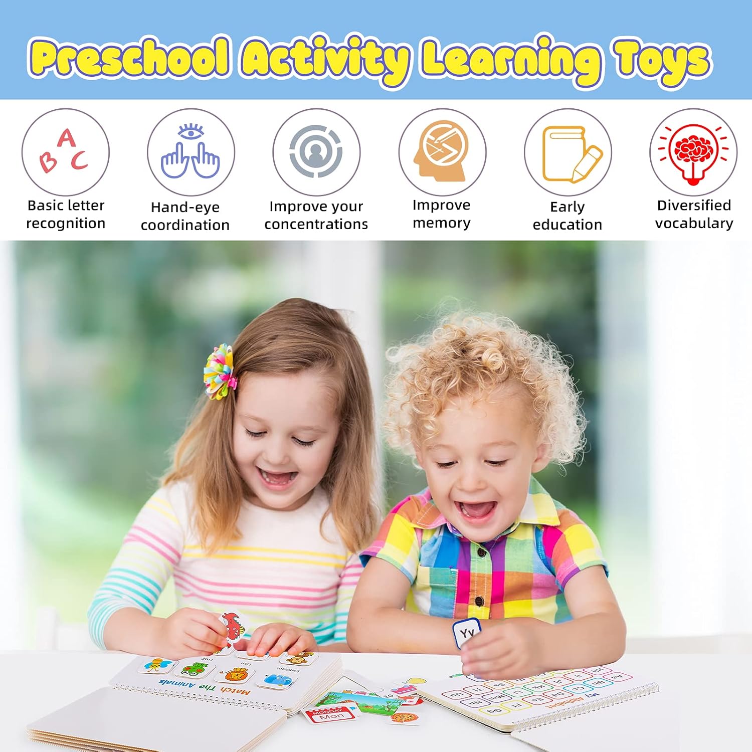Huijing Montessori Preschool Learning Activities Busy Book - Workbook Activity Binder / Toys for Toddlers, Autism Learning Materials and Tracing Coloring Book - Image 5