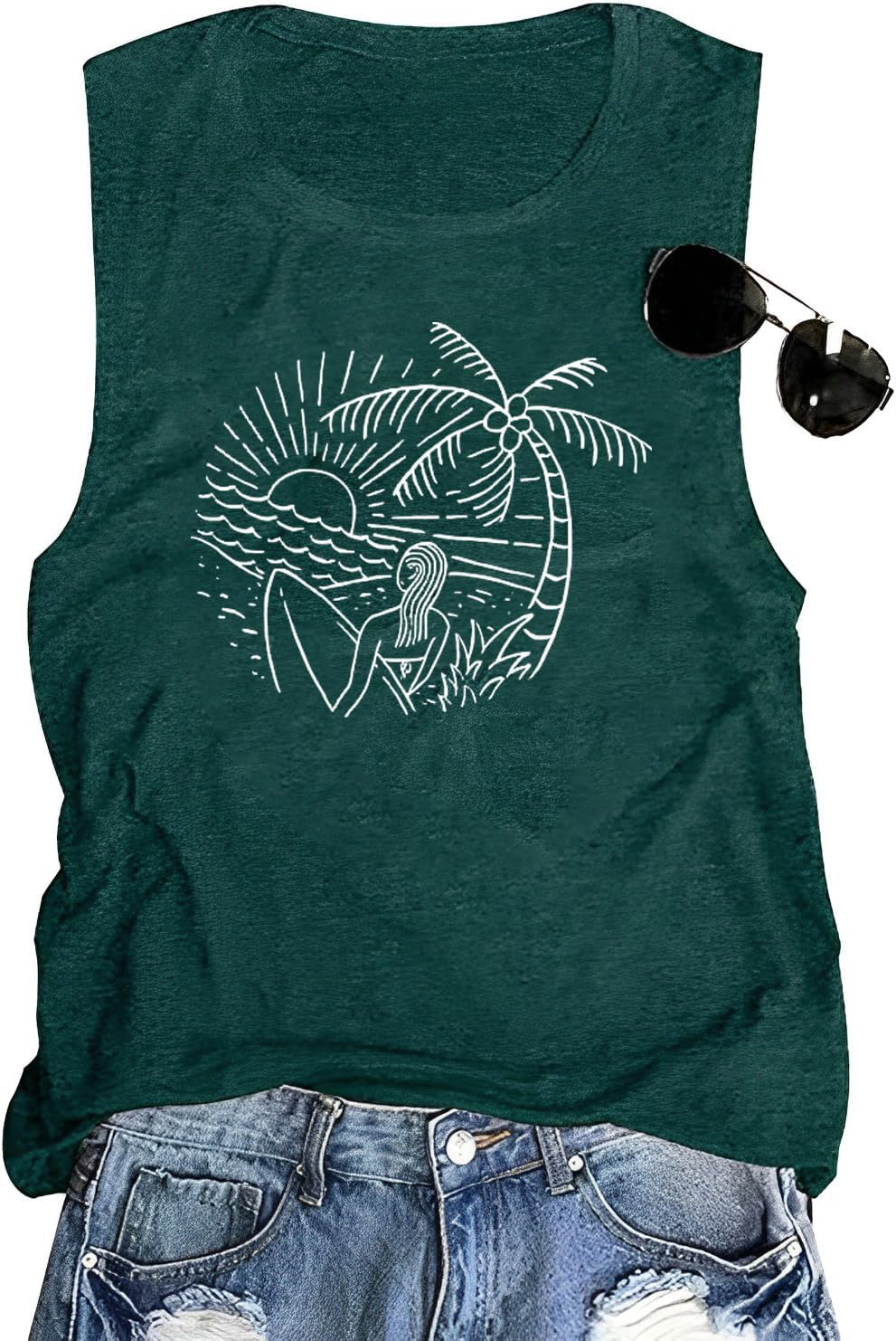Girls Trip Tank for Women Coconut Tree Graphic Print Summer Workout Sleeveless O Neck Tank Top