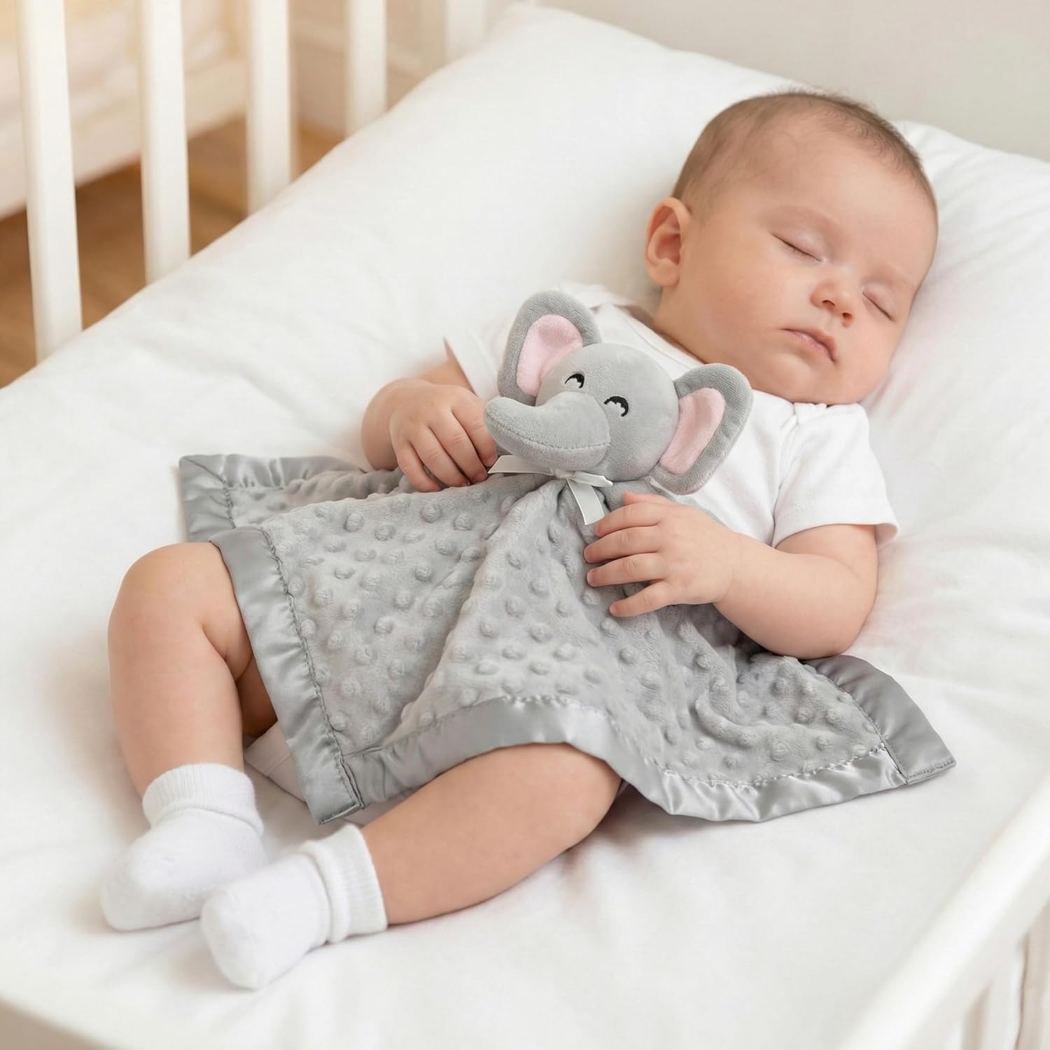 Pro Goleem Elephant Security Blanket, Soft Lovey Unisex Lovie Baby Gifts for Boys and Girls Snuggle Toy Stuffed Animal Newborn Essentials and Items Grey 16 Inch - Image 5