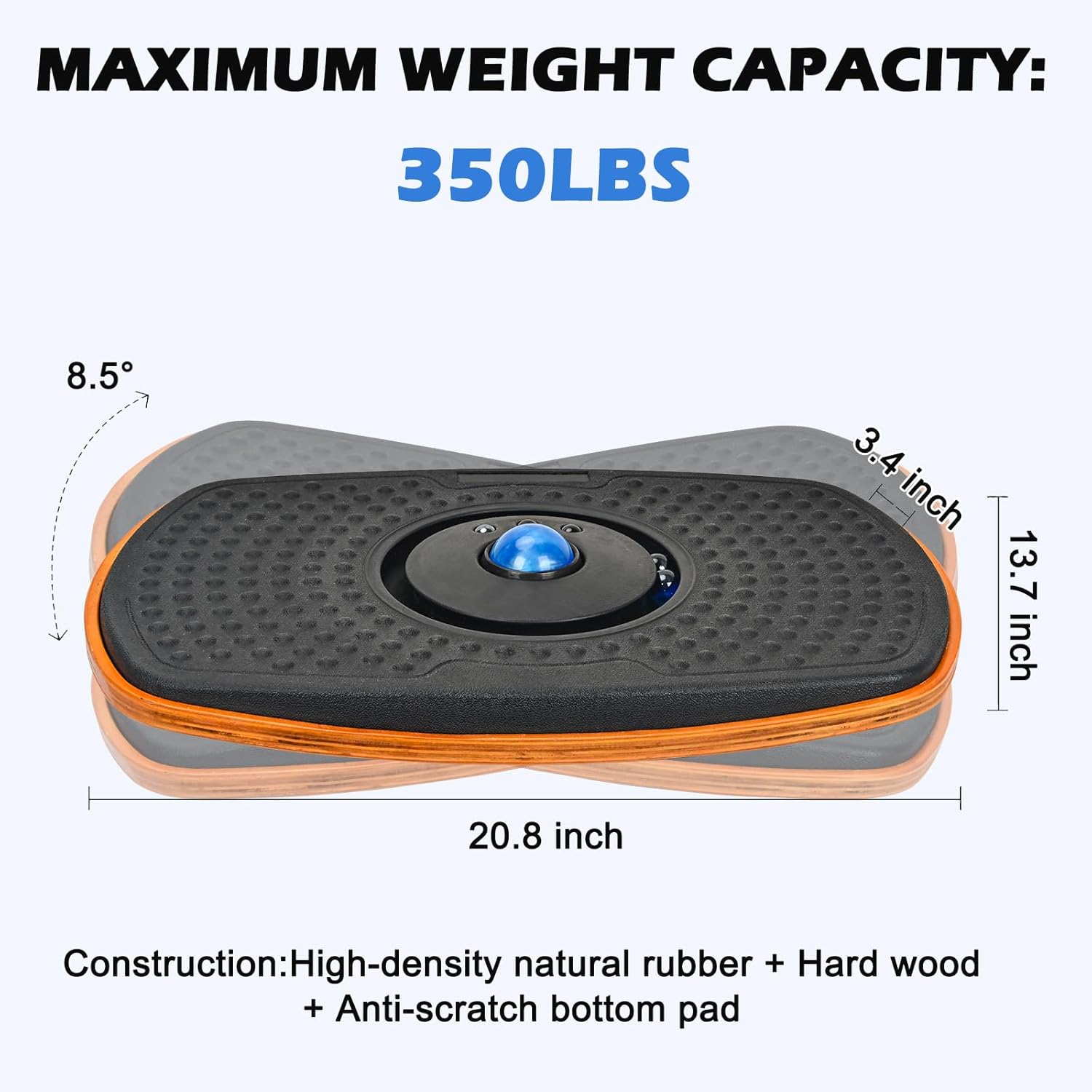 Standing Desk Anti Fatigue Mat Balance Board with Marble, 360° Rotation Exercise Wooden Wobble Board Stability Rocker Perfect for Office, Workstation, Home, Gym, Kitchen - Image 5