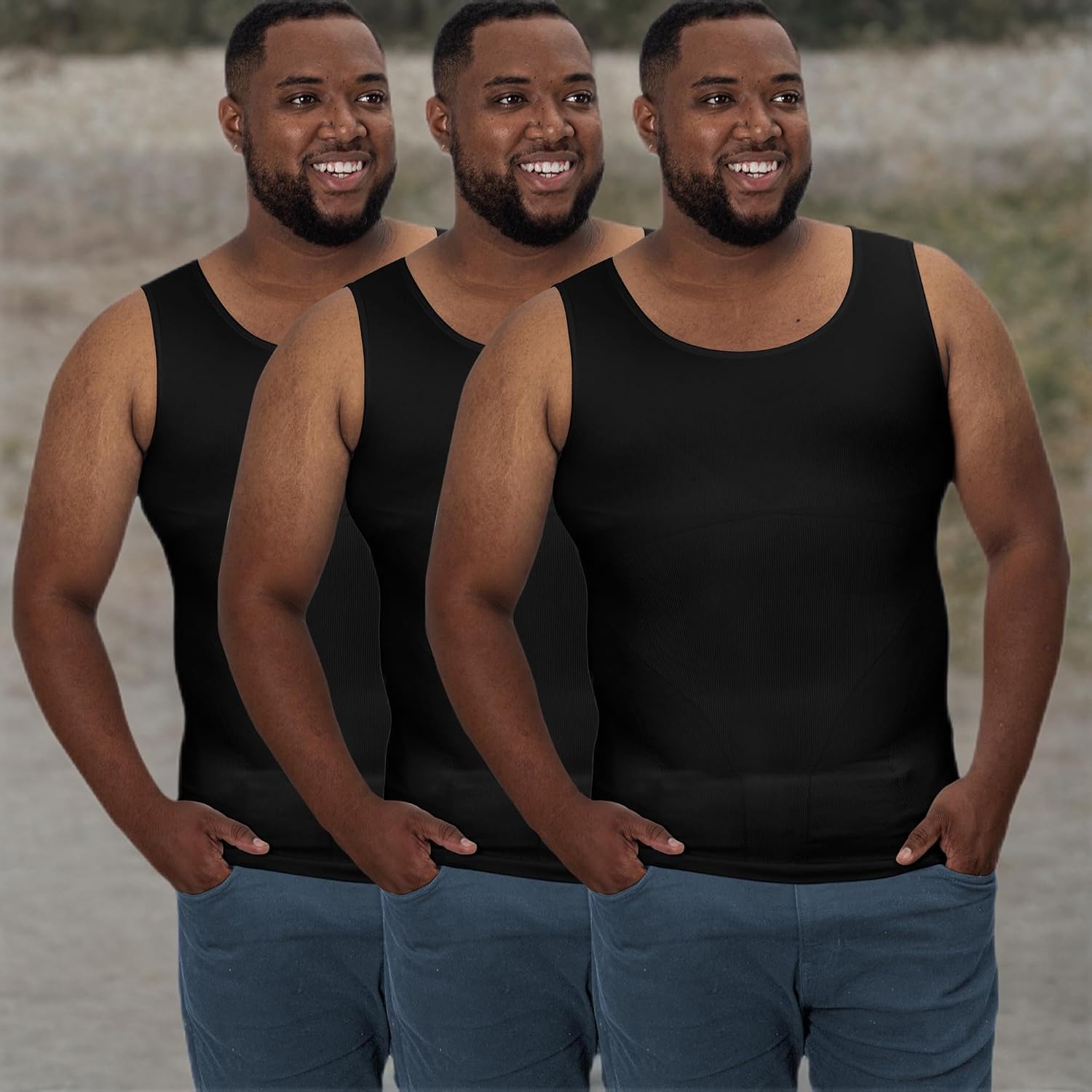 QORE LOGIQ Gynecomastia Compression Shirts for Men - Sleeveless Slimming Undershirts Tummy Control and Body Shaper Tank Top - Image 9