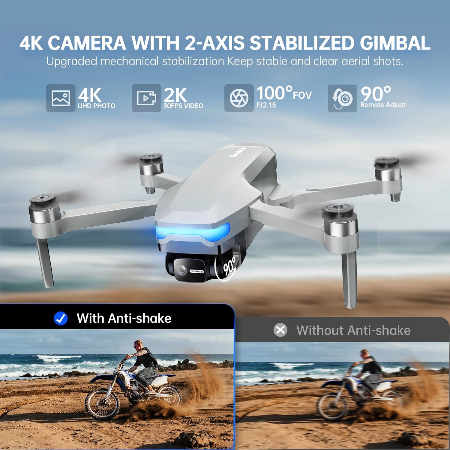 Drones with Camera for Adults 4K, Foldable Beginner Drone with Brushless Motor, Auto Follow, Tap Fly, Circle Fly, One Key Start, Under 249g - Image 2