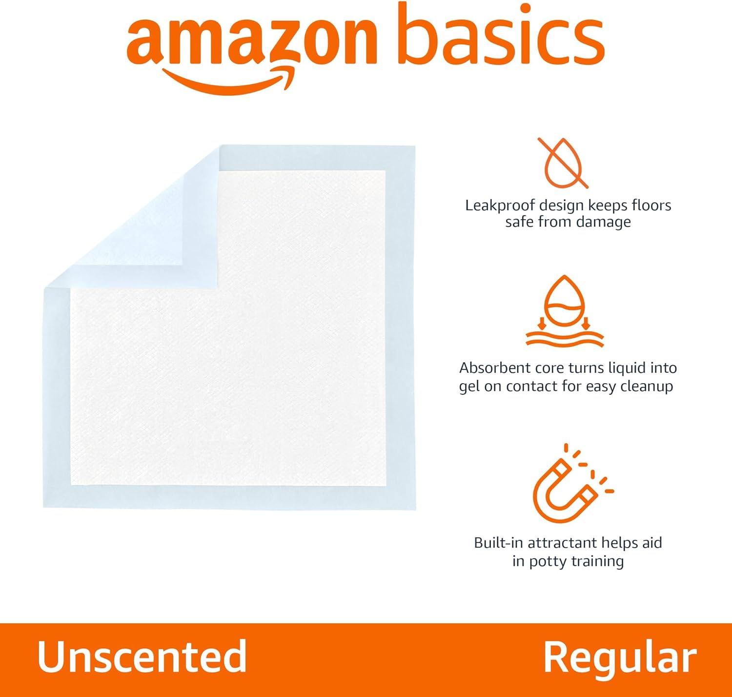 Amazon Basics Leak-Proof Dog and Puppy Potty Training Pee Pads with Quick-Dry 5-Layer Super Absorbent Design, Regular Size 22 x 22 inch, Blue & White, 100 Count - Image 2