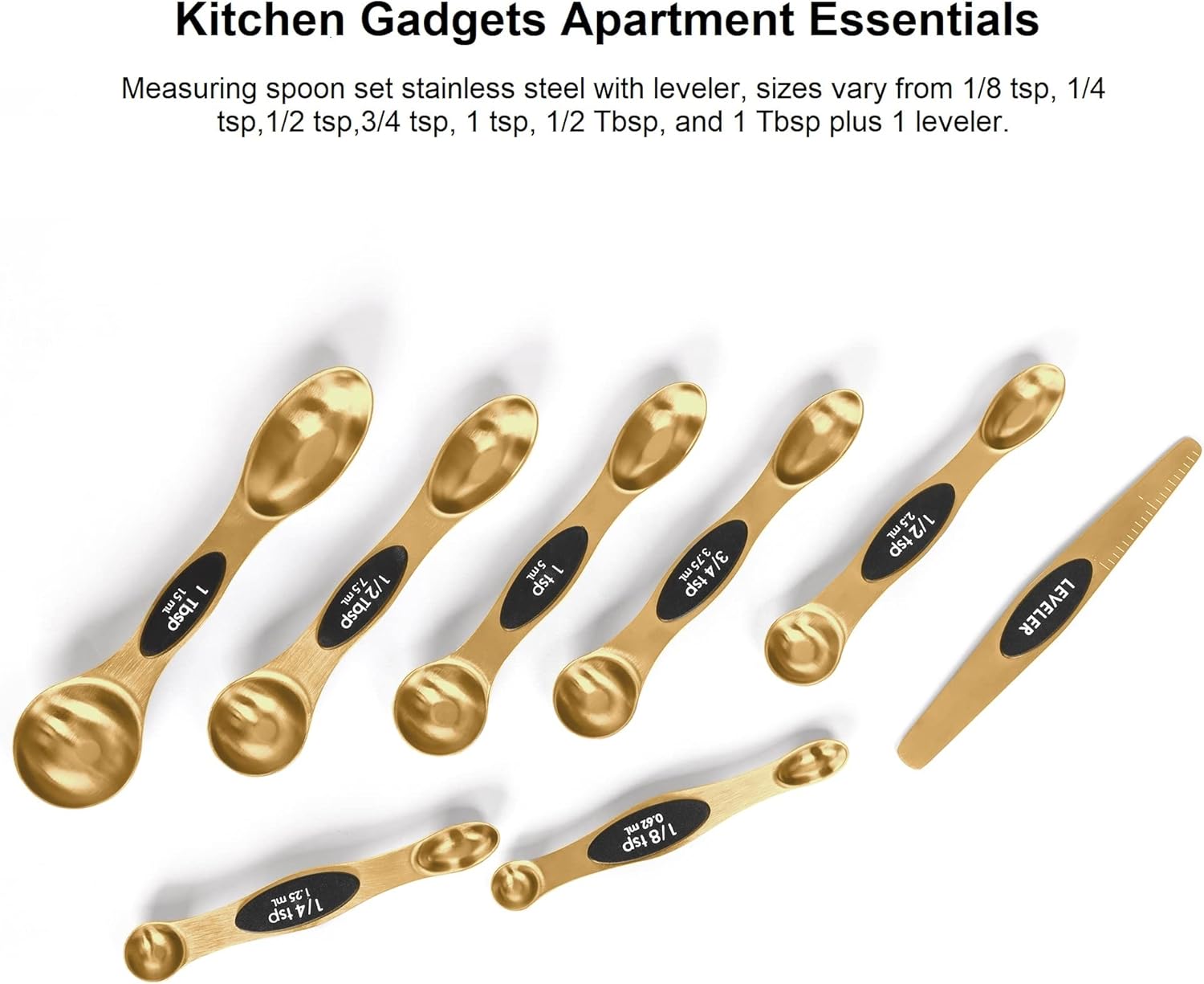 Magnetic Measuring Spoons Set Stainless Steel with Leveler, Stackable Metal Tablespoon Measure Spoon for Baking, Measuring Cups and Spoon Set Kitchen Gadgets Apartment Essentials Fits in Spice Jars - Image 7