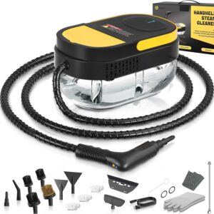 Gautye Steam Cleaner, 3 Level Adjustable Handle, 15s Heat Up, 1.69 Quarts Tank, Portable Steamer for Cleaning with 15 pcs Accessories, Steam Cleaner for Home for Dirt, Grease, Grout, Tile,Floor, Car