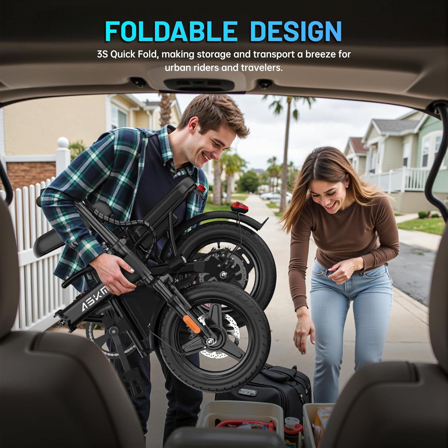 REOCRO Foldable Electric Bike for Adults, 48V 10AH/20AH Removable Battery, 14" Mini E-Bike with 700W Peak Motor, 30-60 Miles PAS Range, Electric Bicycle for Daily Commuting and City Riding - Image 2