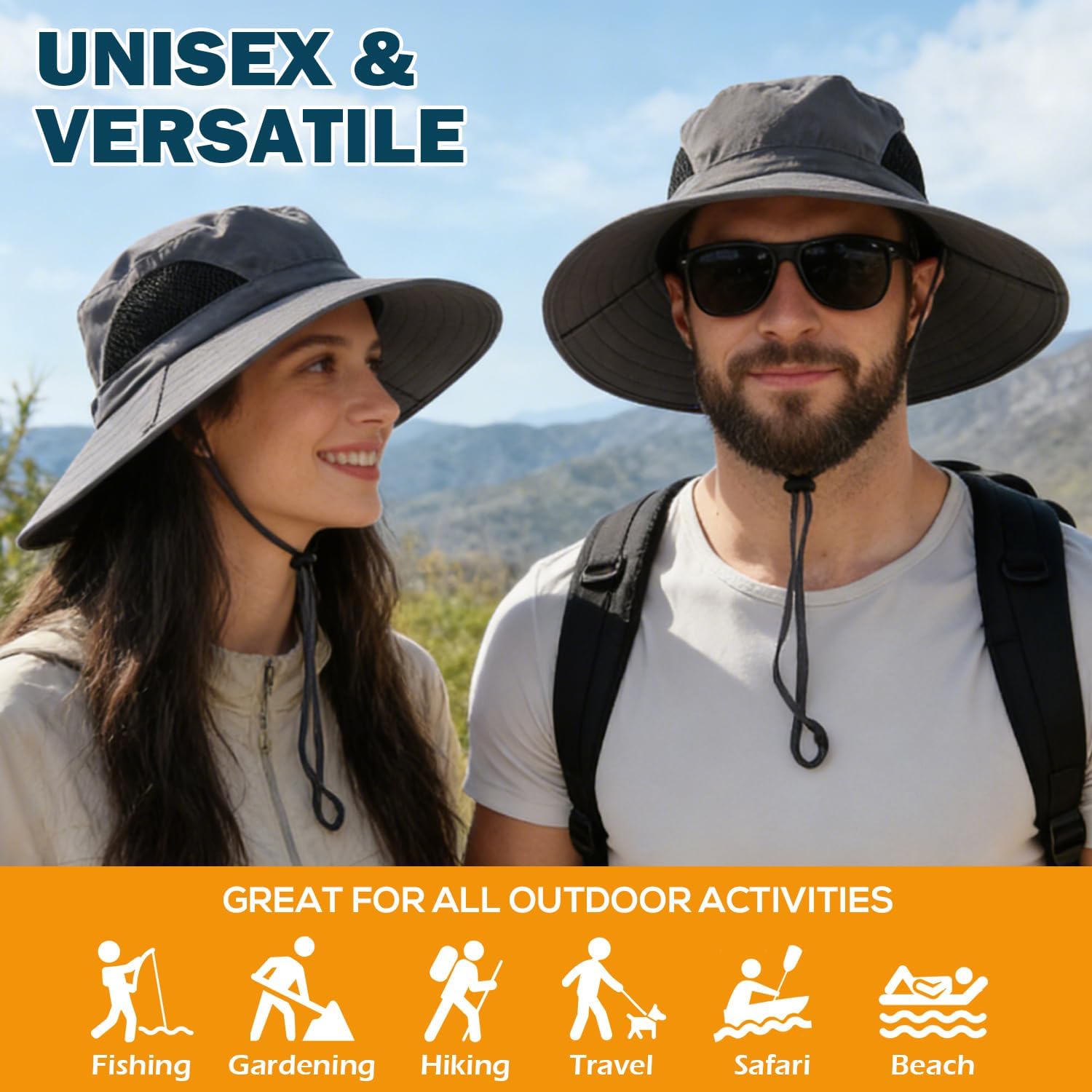 EINSKEY Wide Brim Sun Hat, UPF 50+ UV Protection Waterproof Packable Bucket Hat for Men & Women, Fishing Hiking Beach Garden - Image 2