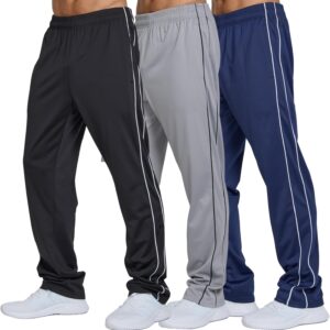 Ultra Performance 3 Pack Mens Athletic Open Bottom Sweatpants Active Track Pants Casual Tricot Wide Leg Sweat Pants for Men