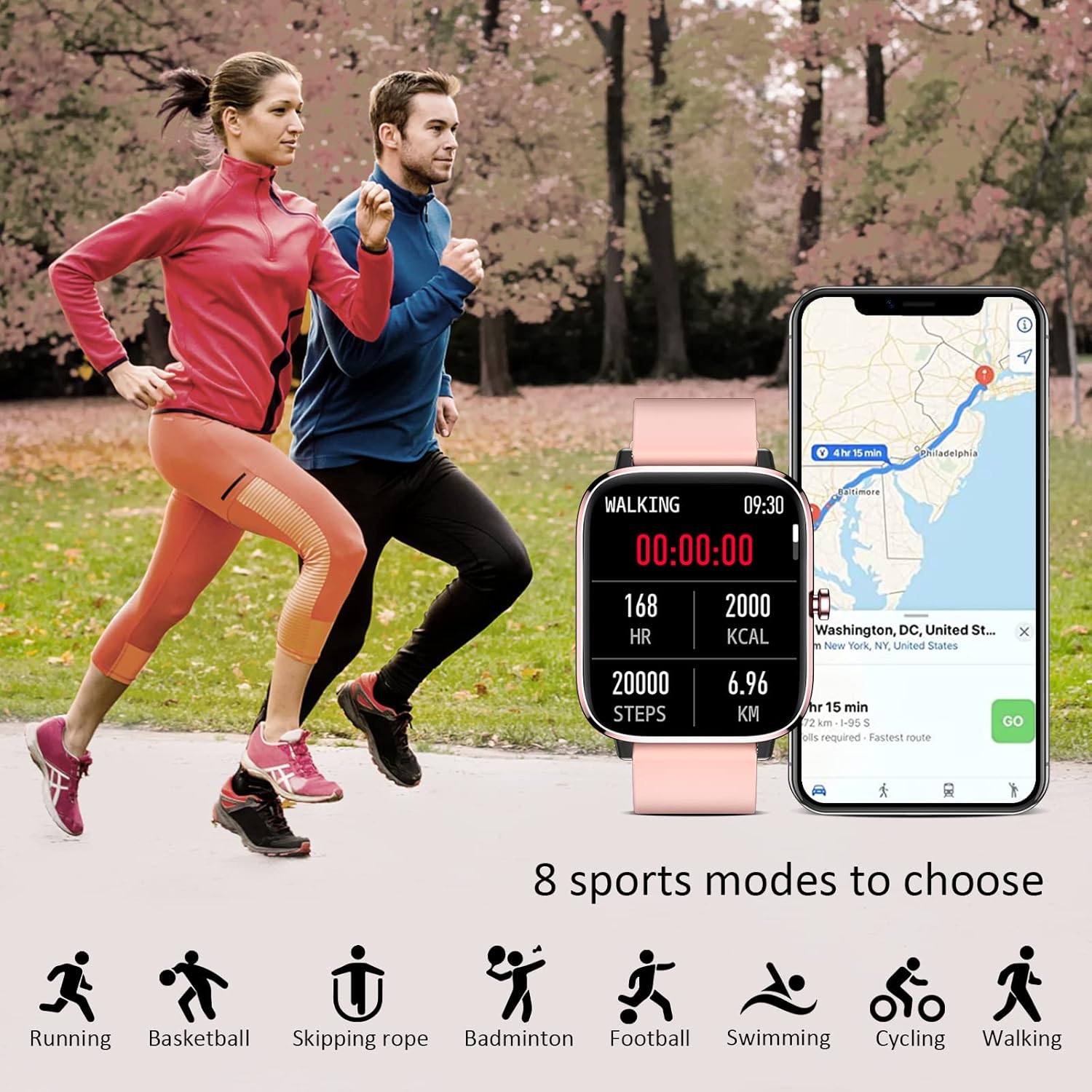Smartwatch for Women - Call, Fitness Tracker, Heart Rate & Sleep Monitor, 1.69" Touch Screen, Waterproof - For Android & iPhone, Pink - Image 4