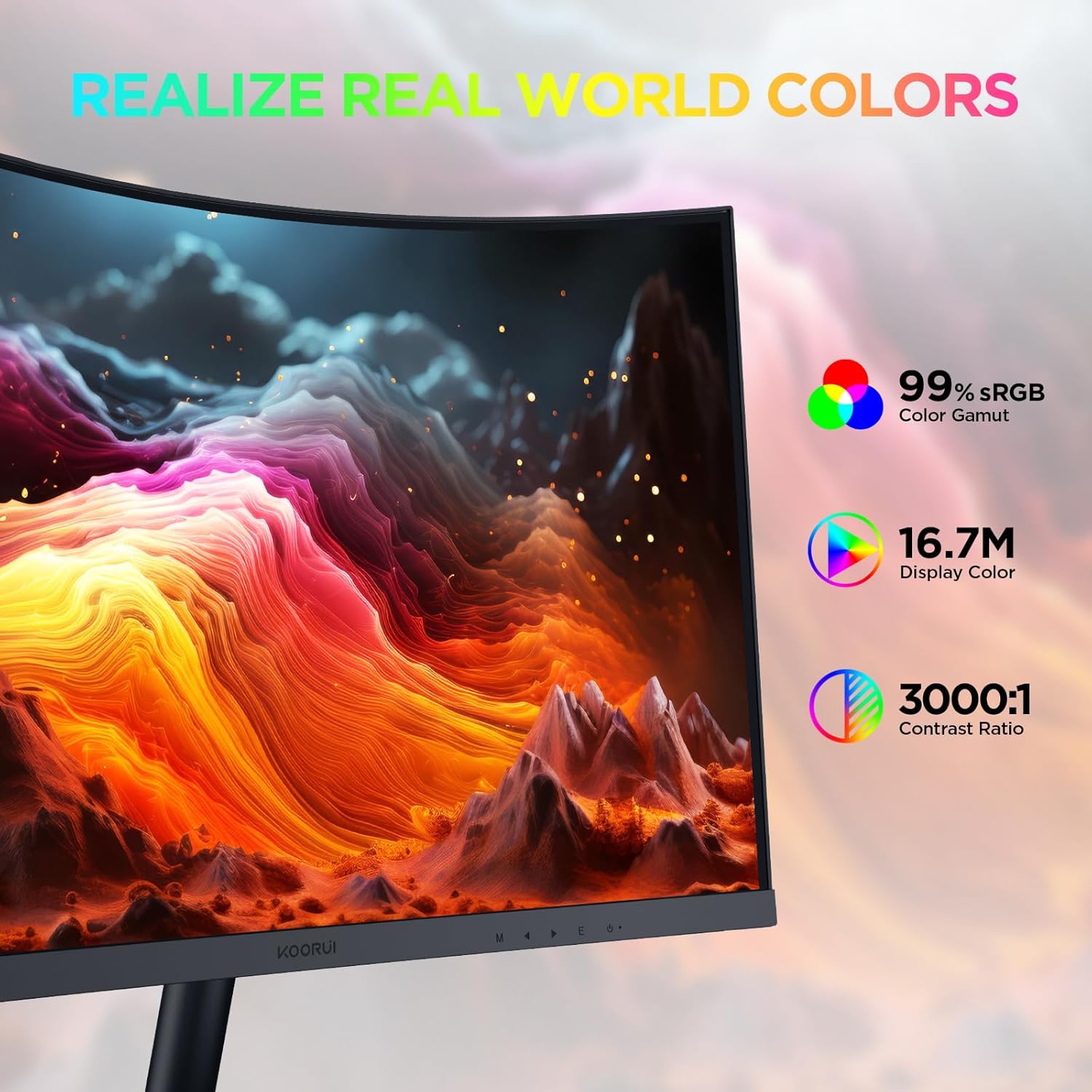 KOORUI 24 inch Curved Monitor, Full HD 1080P Curved Computer Monitor, 100Hz 1500R PC Screen, TÜV Rheinland Certified, HDMI VGA, Tilt Adjustment, LCD Display, Eye Care, Black 24N5CA - Image 3