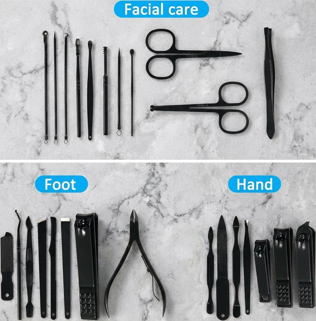 MINKINH Manicure Set Professional Nail Clipper Kit-26 Pieces Stainless Steel Manicure Kit,Nail Care Tools with Luxurious Travel Case (Brown) - Image 3