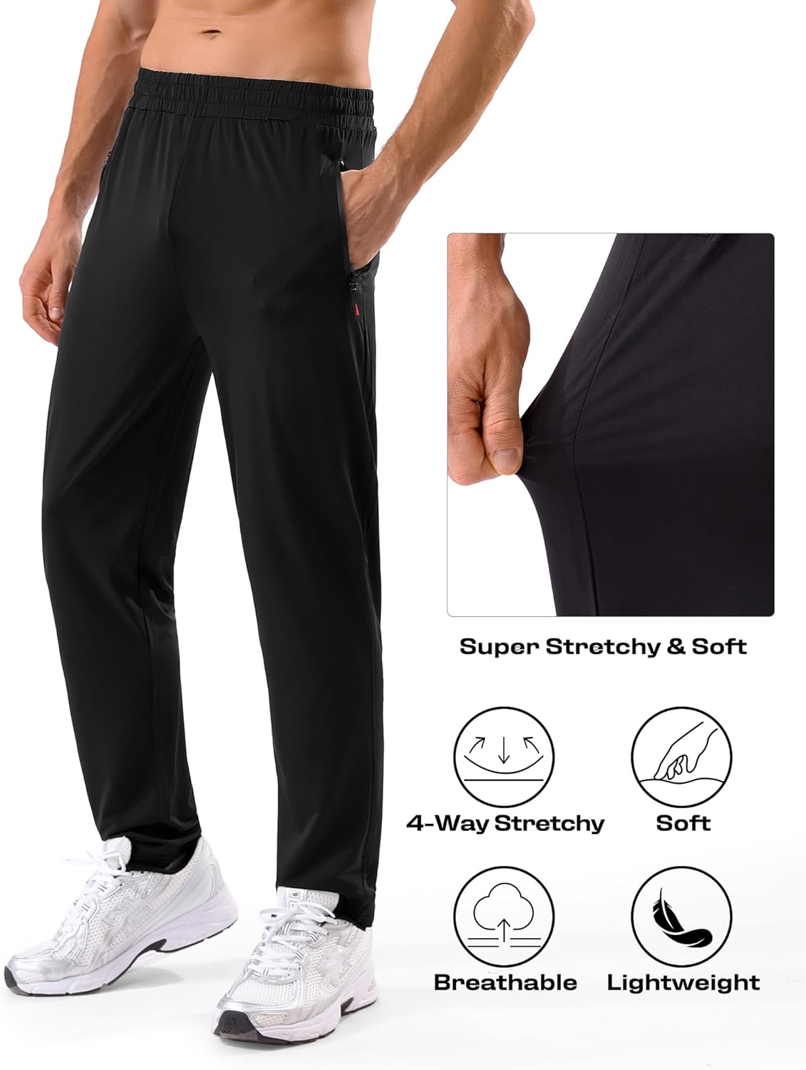 MSGD 5 Pack Men's Sweatpants with Zipper Pockets Stretch Lightweight Athletic Track Activewear Pants for Men Joggers - Image 4