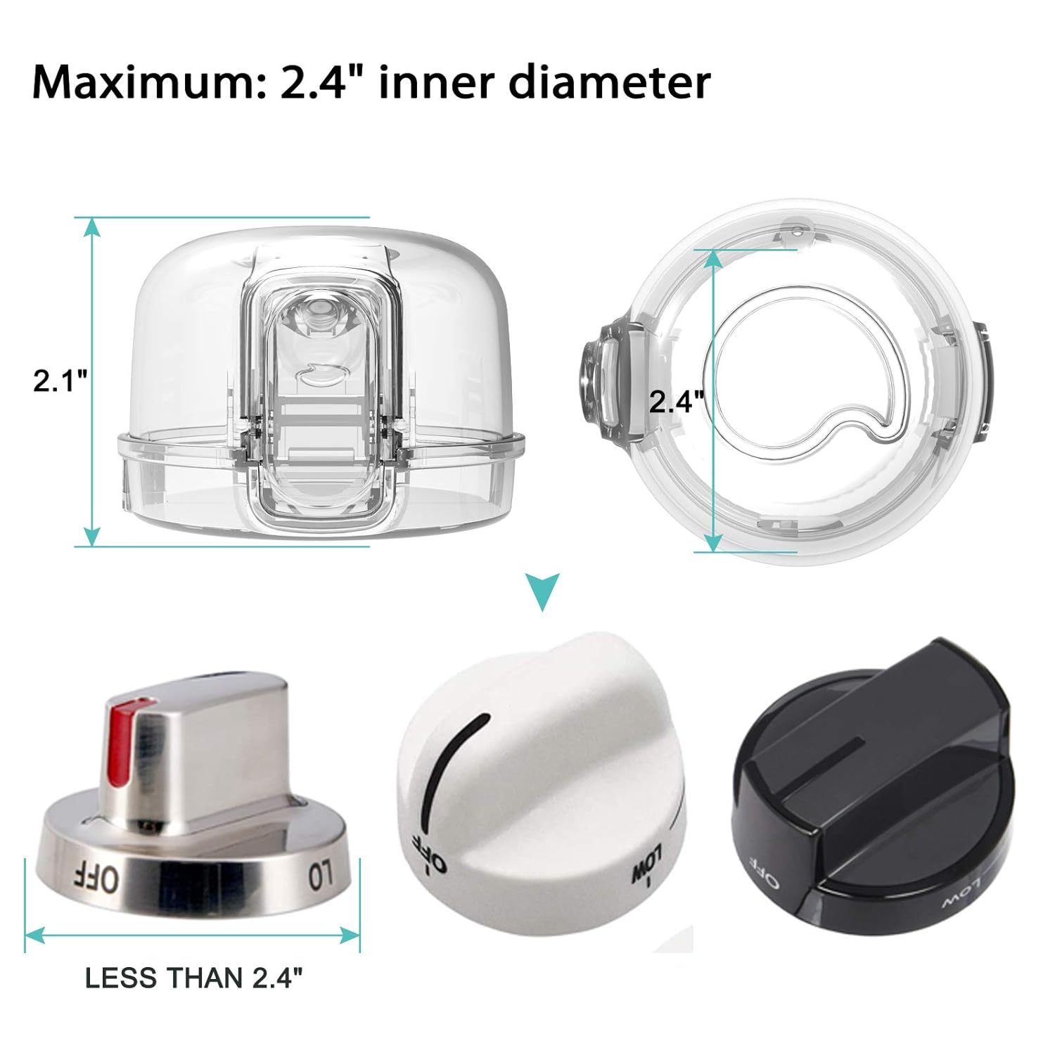 Mom's Choice Gold Awards Winner - Stove Knob Covers for Child Safety (5 + 1 Pack) Double-Key Design and Upgraded Universal Size Gas Knob Covers Clear View Childproof Oven Knob Covers for Kids and Pets - Image 3