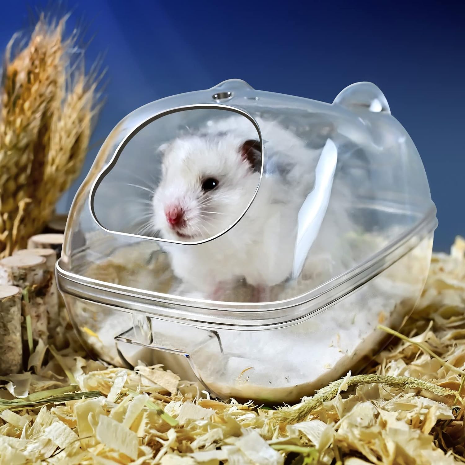 lazYYzal Hamster Bathtub,Hamster Bathroom,Small Animal Habitat Décor,Sand Bath Container Transparent Beds,Hamster Bed,Ice Bathtub,Sleep Pad Nest,Sand Bath Box for Small Pet Animals Cage Accessories(S) - Image 3