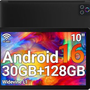 URAO Tablet,10.1″ Android Tablet with Octa-core Processor 30GB RAM 128GB ROM HD IPS Touchscreen 8H Battery, Wi-Fi 6, BT 5.4, Dual Camera, Android 16 Tablets 2026