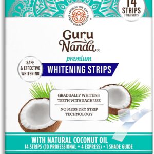 GuruNanda Teeth Whitening Strips – 7-Day Treatment with Non-Slip, Dry Strip Technology – Whitening Designed with Care for a Brighter Smile