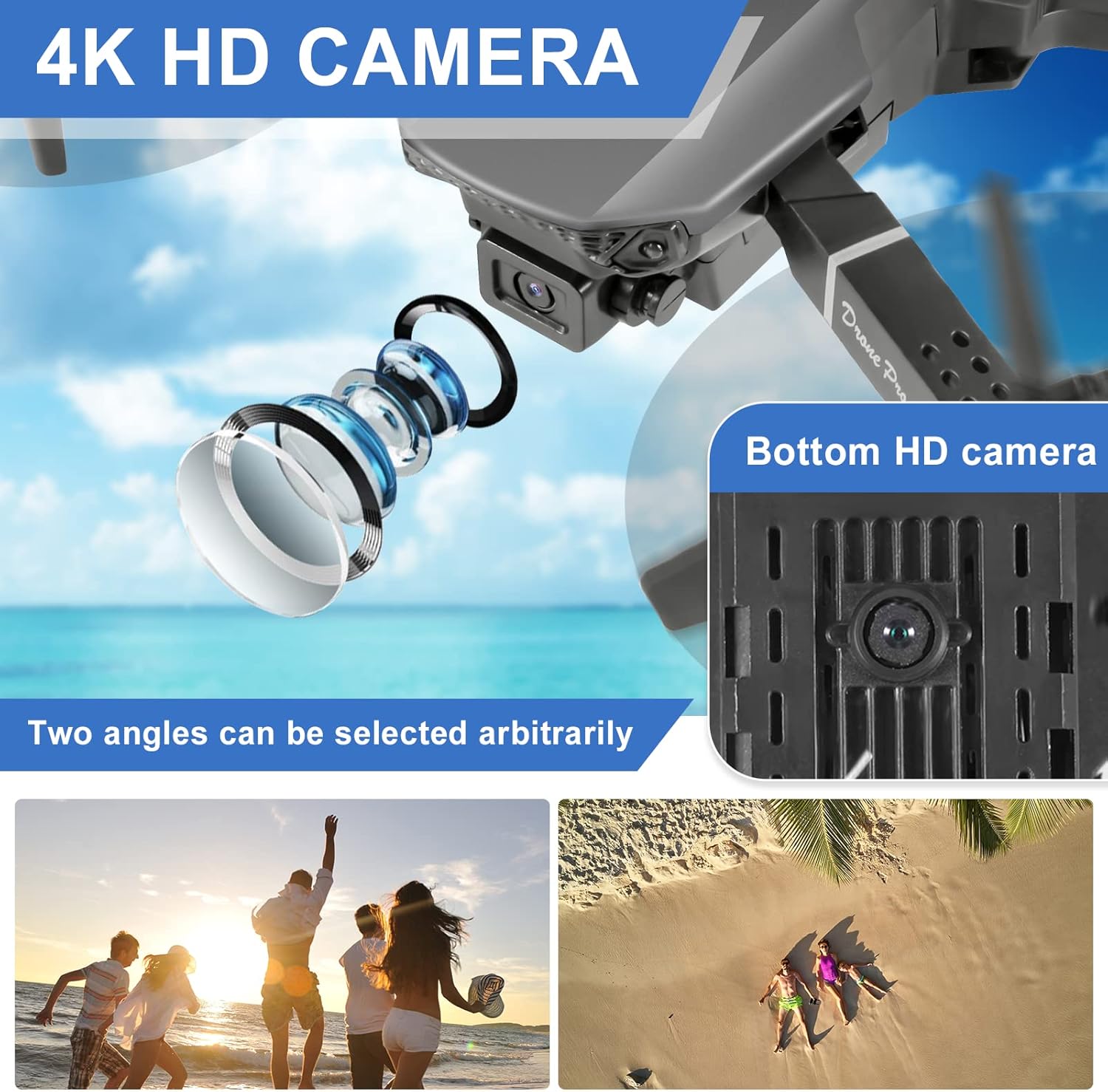 Mini Drone with Camera, 4K HD FPV Drone, Altitude Hold, Gesture Selfie, One key Return/Emergency Stop, 3D Flips, Waypoint Fly, 2 Batteries, Foldable Drones for Kids and Beginners - Image 2