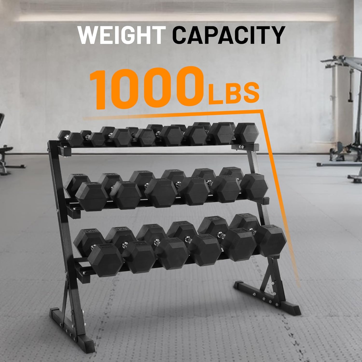 Fitvids Rubber Coated Hex Dumbbell Set with Storage Rack, 100/150/200/550 LB Hand Weight Set with Anti-Slip Grip for Home Gym - Image 7
