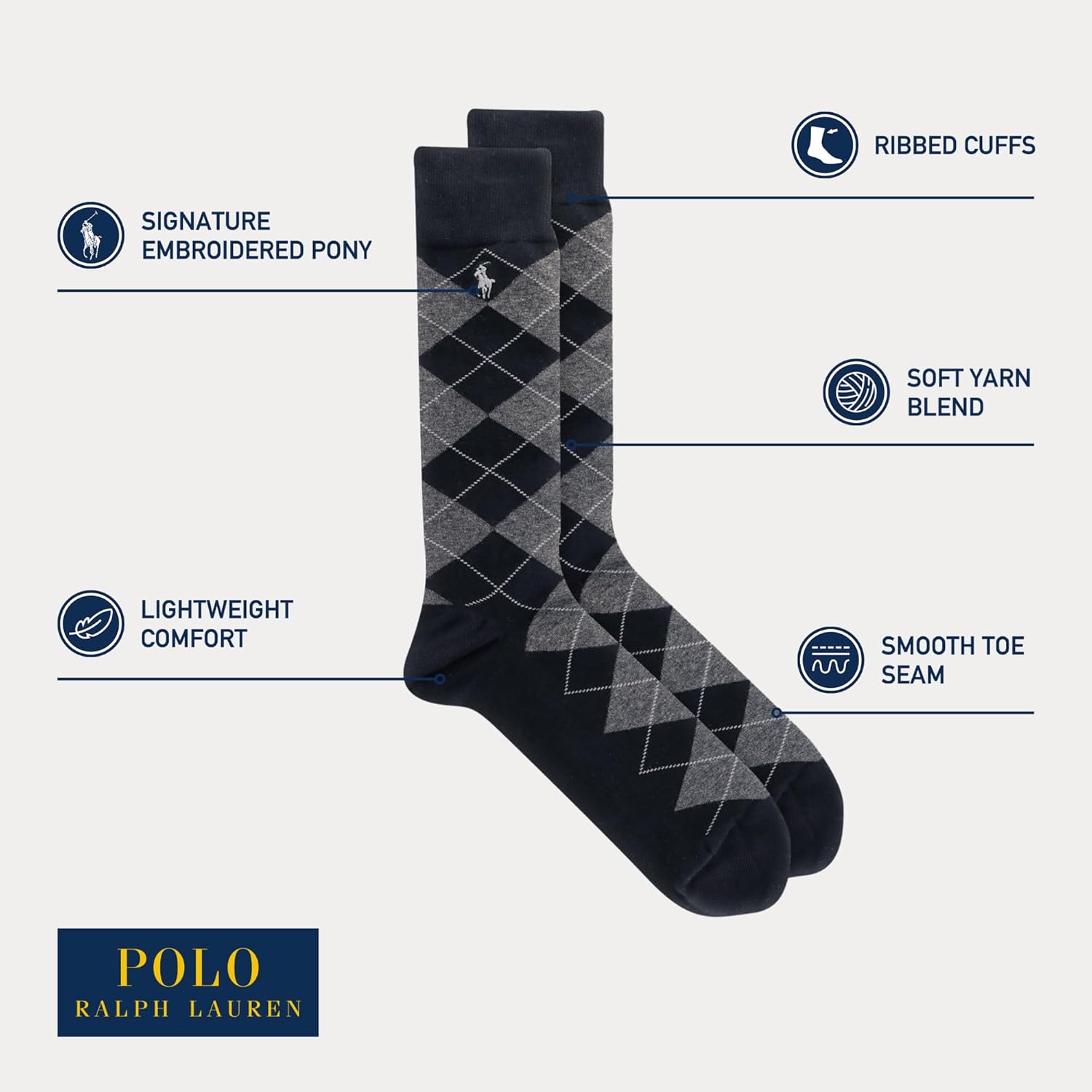 POLO RALPH LAUREN Men's Assorted Pattern Dress Crew Socks (4-Pack) - Image 4