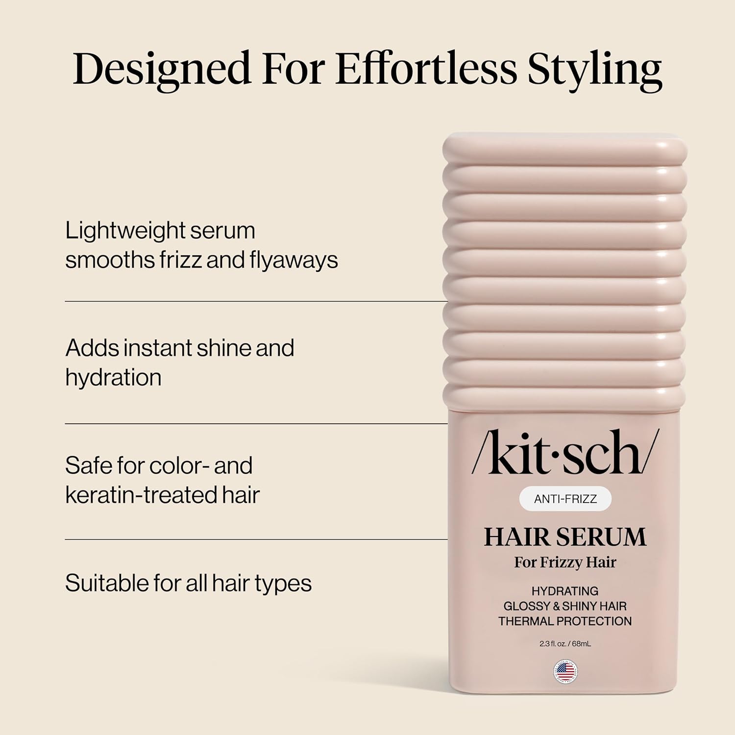 Kitsch Frizz Control Hair Serum - Lightweight Anti Frizz Serum for Curly Hair with Heat Protection | Adds Glossy Shine, Smooths Flyaways & Safe for Color Treated Hair - 2.3oz - Image 6