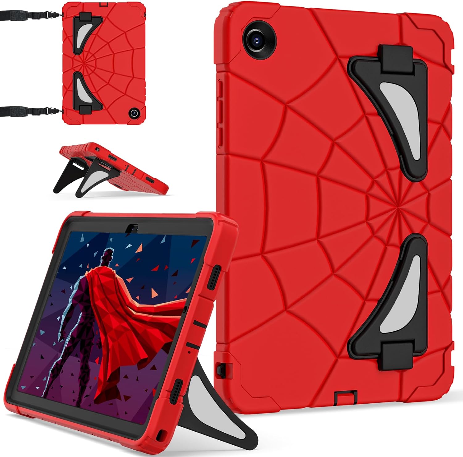 Case for Galaxy Tab A11 Plus /A9 Plus Samsung Tablet A11+ / A9+ 11 Inch Cases with Screen Protector 2026/2024 Galaxy 11" Cover Thickned Cornor Kickstand, Red Black