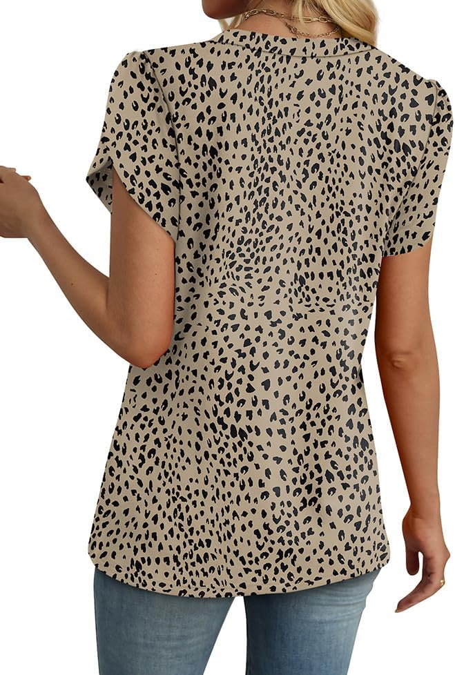 WIHOLL Womens Tops Dressy Casual Petal Sleeve Summer Spring Short Sleeve V Neck Shirts Work Business Vacation Clothes 2026 - Image 5