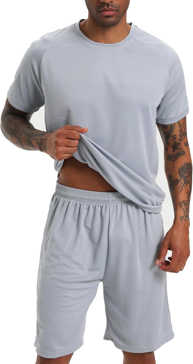 RPOVIG Shirts Shorts Workout Set:Men's 3 Pack Clothes Short set outfits Gym Active Athletic Basketball - Image 4