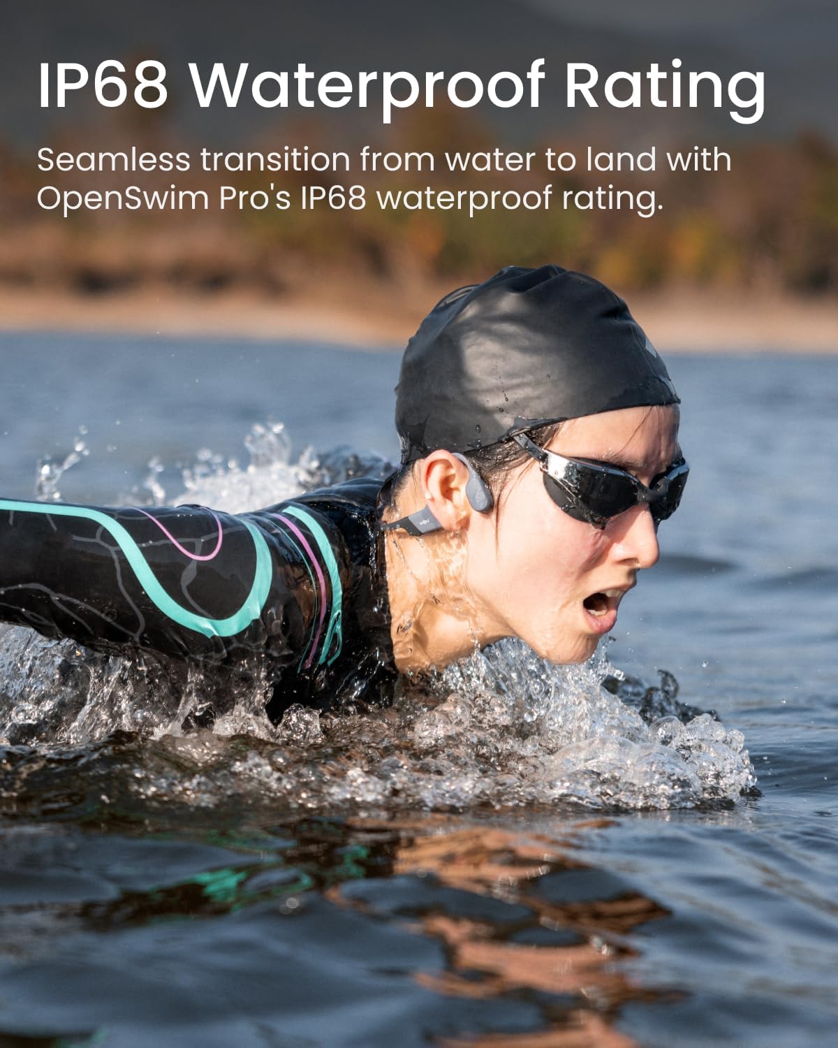 SHOKZ OpenSwim Pro - Open-Ear Bluetooth & MP3 Bone Conduction Sport Headphones, Swimming Headphones, IP68 Waterproof, Grey - Image 2