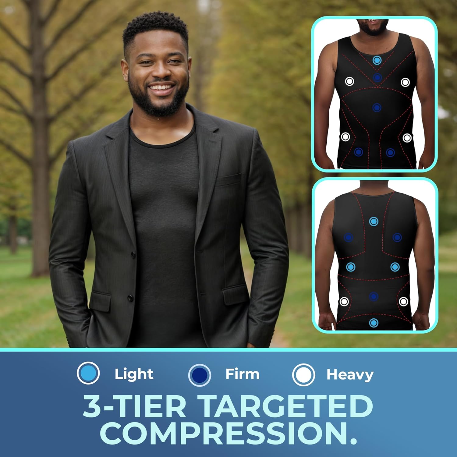 QORE LOGIQ Gynecomastia Compression Shirts for Men - Sleeveless Slimming Undershirts Tummy Control and Body Shaper Tank Top - Image 4