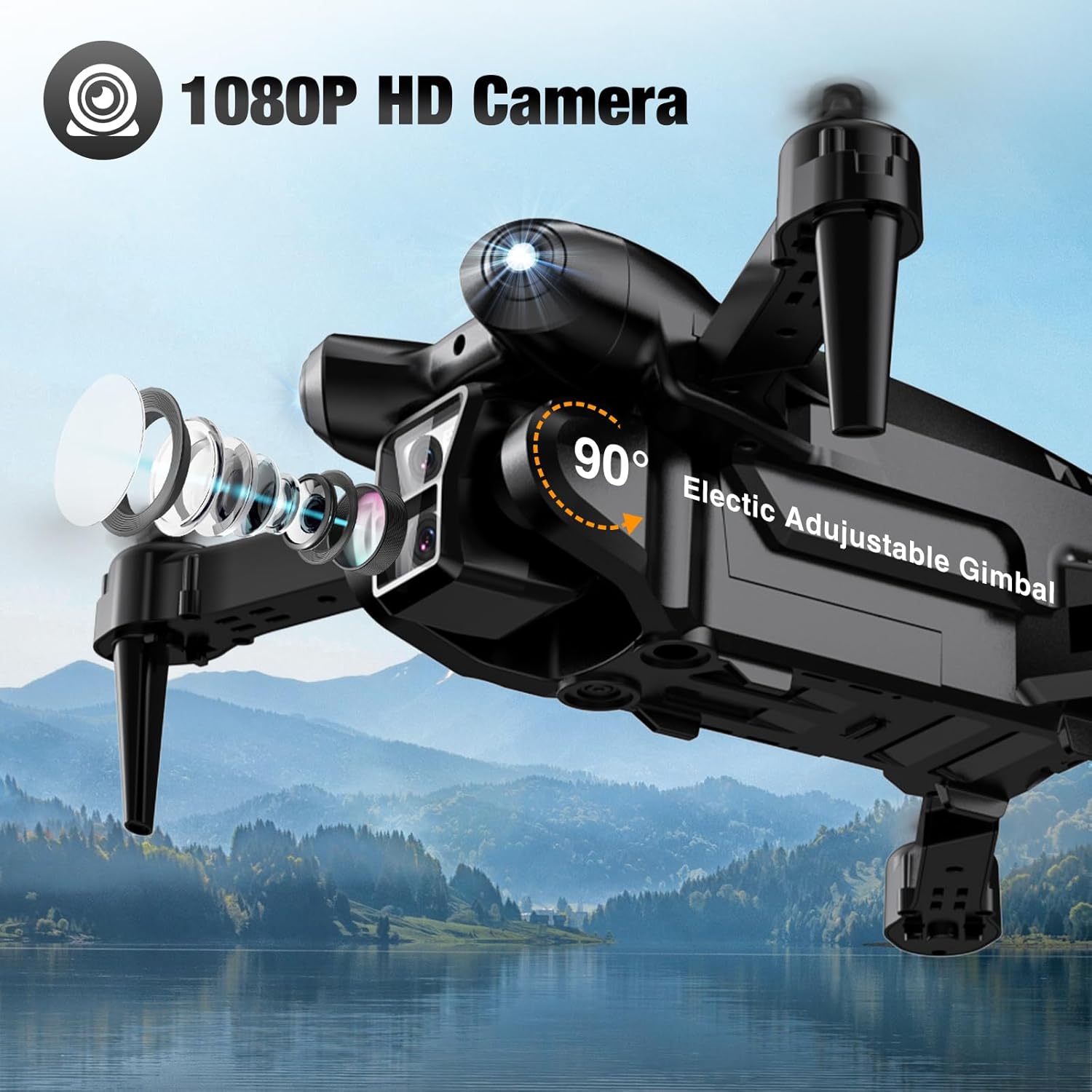Drone with Camera 1080P HD,Mini Drone for Beginners Kids Adults,Foldable RC Quadcopter with Stable Hover,Trajectory Flight,One Key Take Off/Land,2 Batteries,Toys for Boys and Girls(Black) - Image 2
