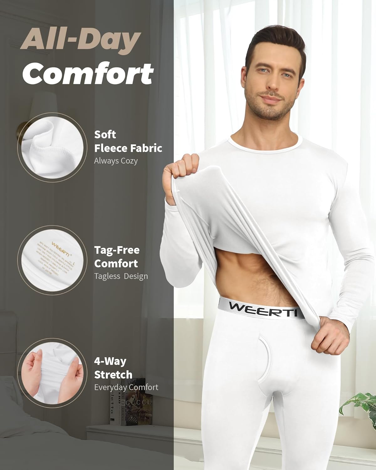 WEERTI Thermal Underwear for Men Long Johns with Fleece Lined Base Layer Men Cold Weather Top Bottom - Image 2