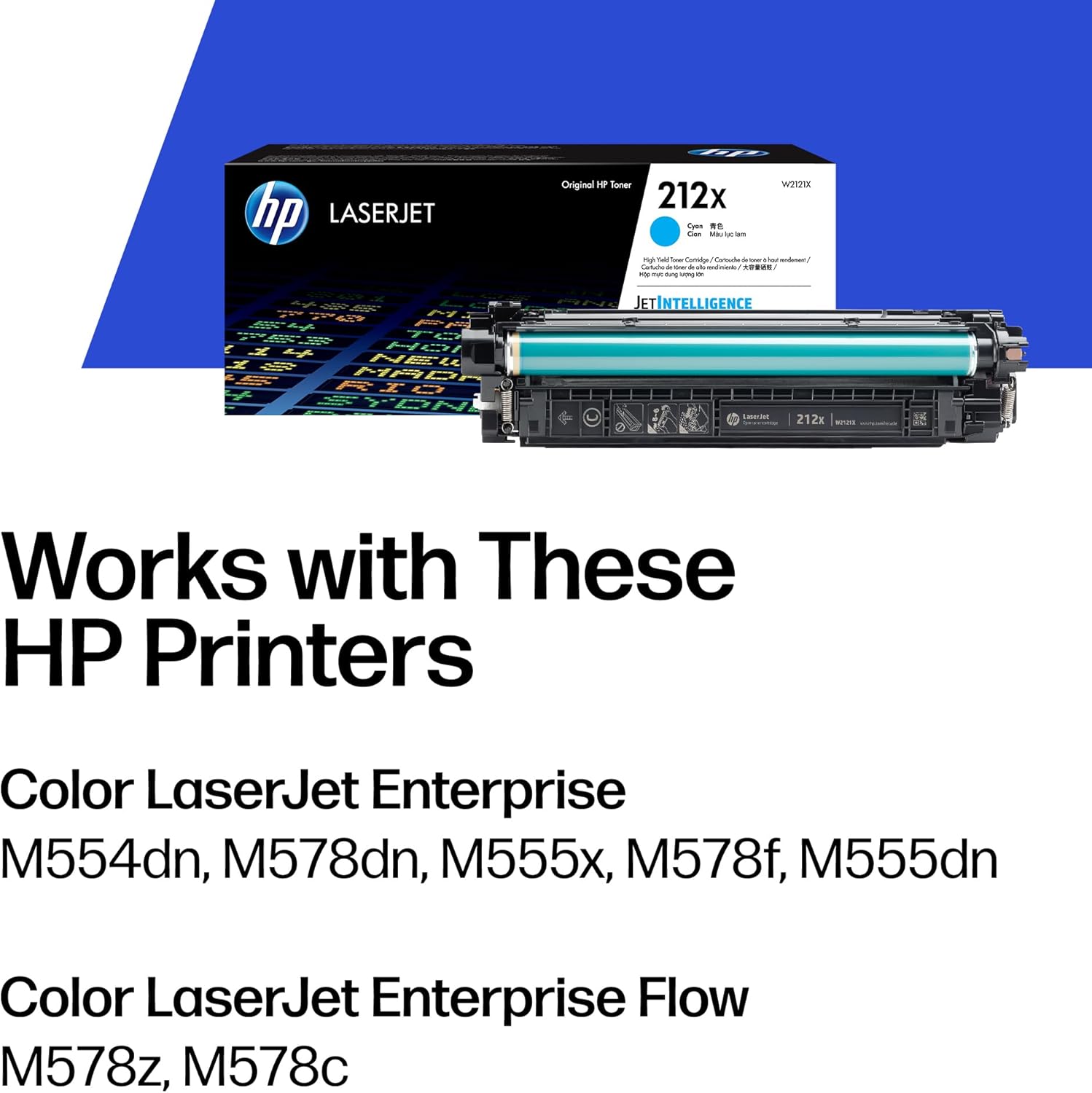 HP 212X Cyan High-Yield Toner Cartridge Printers | Works with Color LaserJet Enterprise M554, M555 Series; Color LaserJet Enterprise MFP M578 Series | W2121X - Image 2