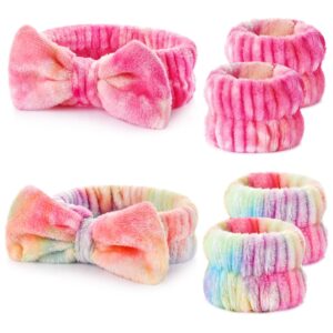 Wteehn 6pcs Headband and Wristband for Face Washing, Makeup Spa Skincare Headband, Skin Care Face Wash Headbands Wrist Bands Tools Set, for Women and Teen Girls Gifts