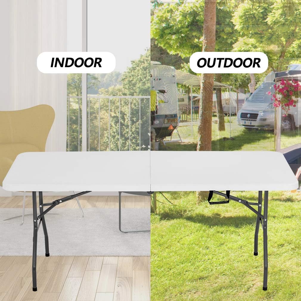 BestOffice 6FT Picnic Table Folding, Camping, Plastifor Party Event,White - Image 6