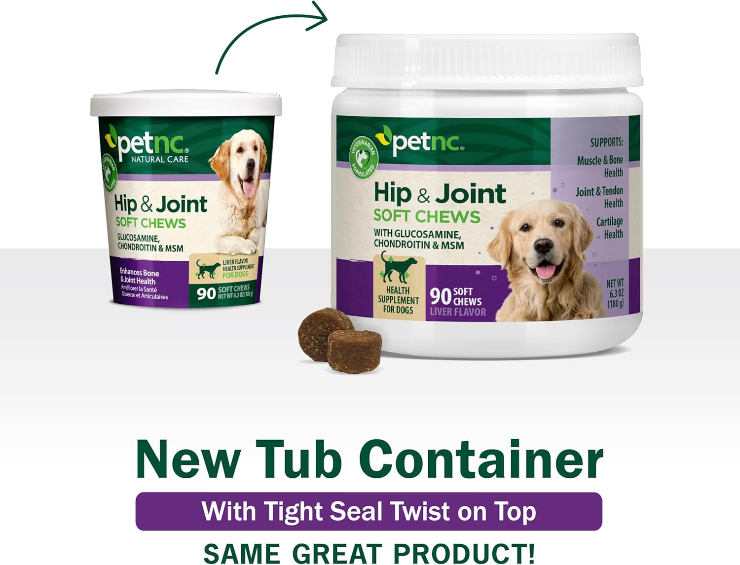 Petnc Hip & Joint Health Supplement for Dogs (90 Chews), Glucosamine Chondroitin MSM Dog Chews with Hyaluronic Acid, Liver Flavored Bone & Joint Support Supplement, For All Breeds - Image 3