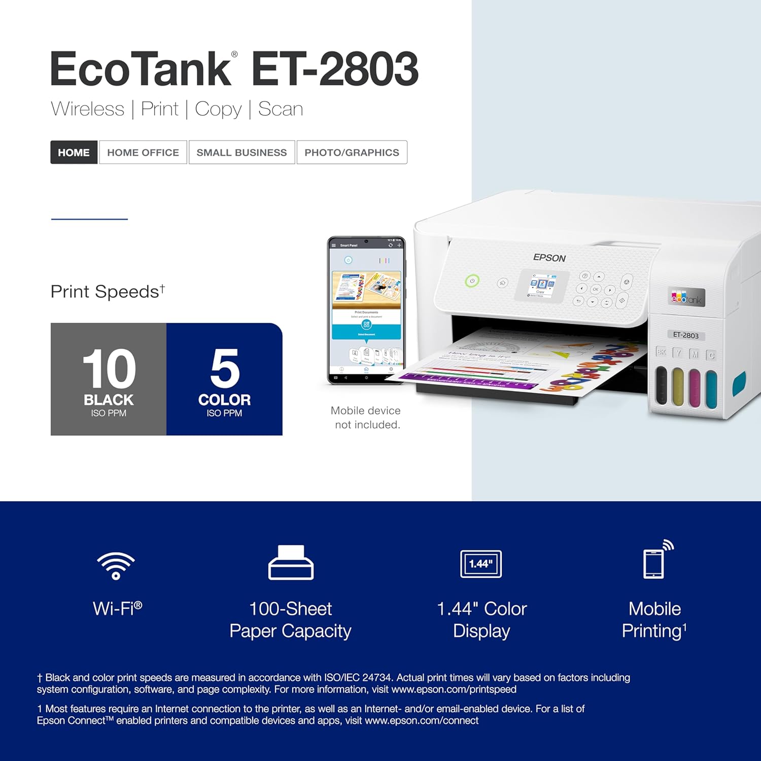 Epson EcoTank ET-2803 Wireless Color All-in-One Cartridge-Free Supertank Printer with Scan, Copy and AirPrint Support - Image 4
