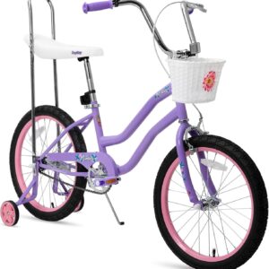 JOYSTAR Manteca 20 Inch Kids Bike with Training Wheels, Banana Seat Bike for Girls Ages 6 and Up, Kids’ Bicycle, Adjustable Seat & Handlebars