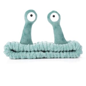 Molain Face Wash Headband, Palm and Snail Spa Hair Bands Makeup Headbands Women Cartoon Cute Coral Fleece Elastic Headband Creative Hair Accessories for Washing Face Shower Sports (Green)