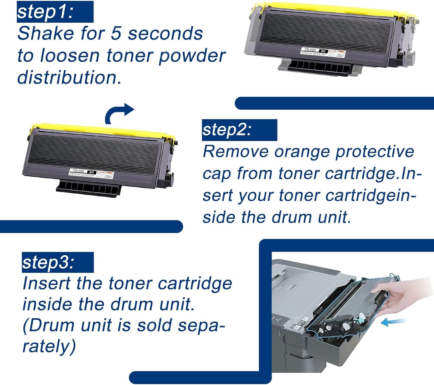 1 Pack TN550 TN-550 Black Toner Cartridge Compatible TN550 Replacement for Brother HL-5240 5250DN/DNT 5270DN 5280DW MFC-8370 8460N 8470DN 8480DN 8660DN 8670DN 8690DN 8860DN DCP-8060 8065DN Printe - Image 6