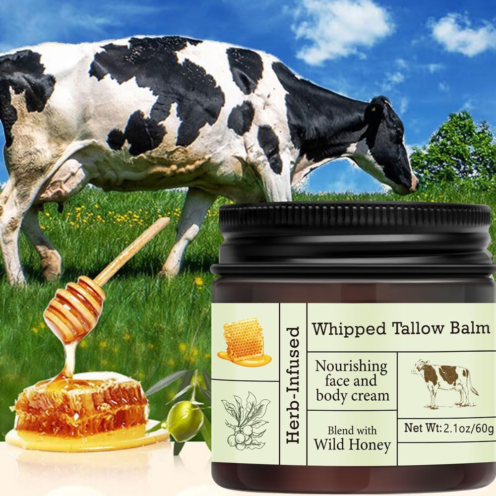 URQT Beef Tallow for Skin - Organic Grass-Fed Whipped Beef Tallow and Honey Balm - Deeply Moisturizing for Face & Body - Natural Skin Care for Soft, Supple Skin - Image 5