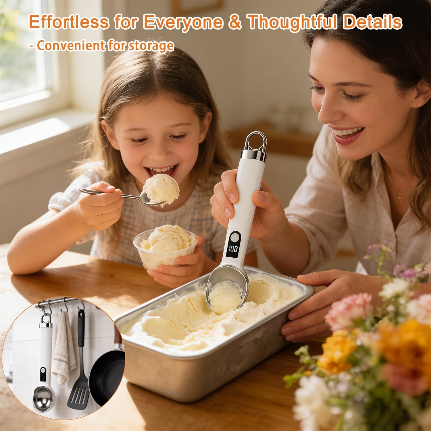 2026 Upgraded Heated Ice Cream Scoop with Switch, Electric Rechargeable Ice Cream Scooper with LED Display & Detachable Battery, Heats to 158°F in 60s - Image 9